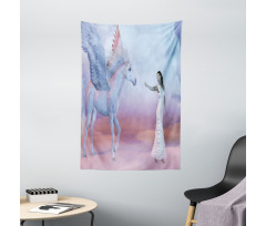 Dreamy Lady and Angel Horse Tapestry