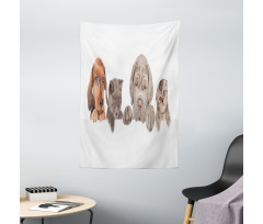 Pets Peeking over Wall Tapestry