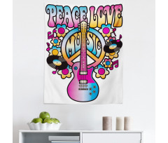 Müzik Mikrofiber Duvar Halısı Barış ve Aşk