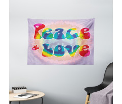 Peace Love Tie Dye Effect Wide Tapestry