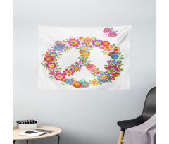 Peace Equality Flower Wide Tapestry