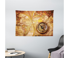 Old World Map Wide Tapestry