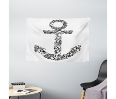 Anchor Shape Flower Wide Tapestry