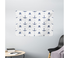Anchors and Skulls Bones Wide Tapestry