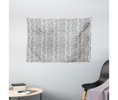 Childish Bear Faces Pattern Wide Tapestry