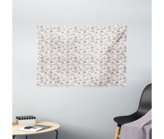 Rabbits with Flowers Wide Tapestry