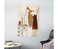 Girl Hair Care Sketch Art Tapestry