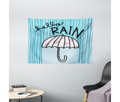 Hello Rain Wording Umbrella Wide Tapestry