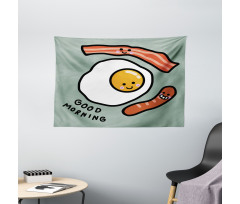 Morning Egg Sausages Wide Tapestry