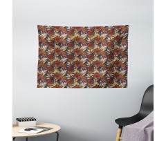 Tropic Leaves in Earth Tones Wide Tapestry