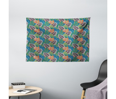 Grunge Houseplant Leaves Wide Tapestry