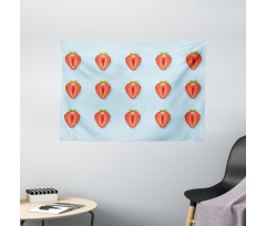 Symmetric Halved Strawberry Wide Tapestry