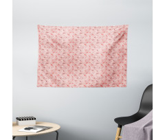 Romantic Rose Brushstrokes Wide Tapestry