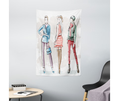 Young Women Clothes Sketch Tapestry