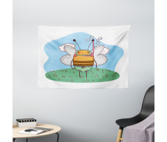 Character with Snorkel Wide Tapestry