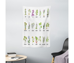 Educational Herbs Design Tapestry