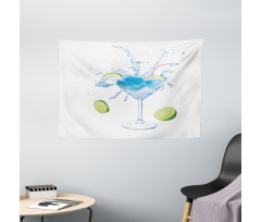 Martini Splashing Lime Wide Tapestry