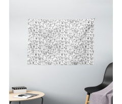 Monochrome Cocktails Wide Tapestry