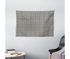 Monochrome Abstract Floral Wide Tapestry
