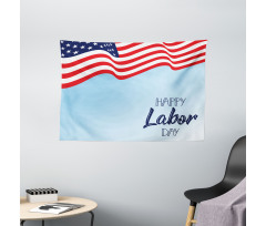 Waving Flag and Wording Wide Tapestry