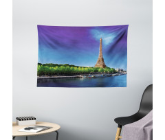 Eiffel at Sunrise Wide Tapestry