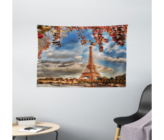Eiffel Tower with Boat Wide Tapestry
