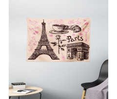 Bakery in Paris Eiffel Wide Tapestry
