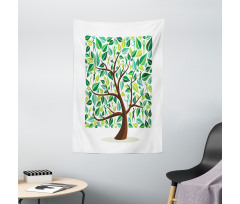 Squares Leaves Silhouette Tapestry