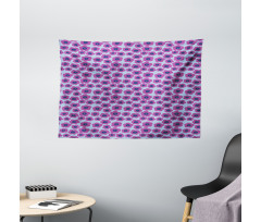 Hand Drawn Pink Poppies Wide Tapestry