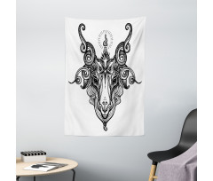 Satanic Goat Head Sketch Tapestry