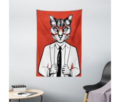 Funny Businessman Cat Suit Tapestry