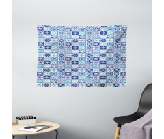 Floral Motif Squares Wide Tapestry