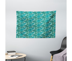 Jungle Foliage Tropic Leaves Wide Tapestry