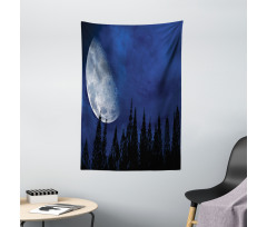 Forest Night Silhouette Tapestry