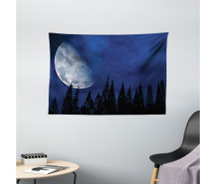 Forest Night Silhouette Wide Tapestry