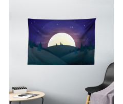 Night Forest Starry Sky Wide Tapestry