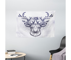 Reindeer Head Sketch Wide Tapestry