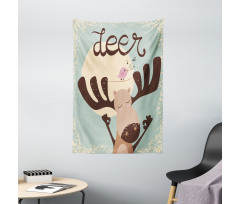 Reindeer Bird Cartoon Tapestry