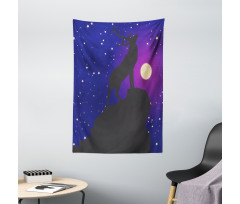 Elk Silhouette Night Tapestry