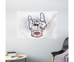 Tattooed Hand Raised Wide Tapestry