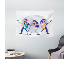 Band Playing Guitars Wide Tapestry