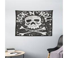 Gothic Ornate Skull Wide Tapestry