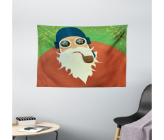 Funky Santa with Pipe Wide Tapestry