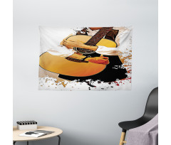 Man Holding a Guitar Wide Tapestry