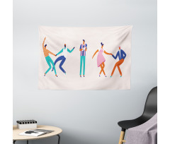 Dancing Men and Women Wide Tapestry