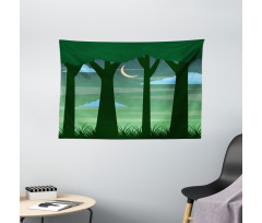 Dreamy Forest at Night Wide Tapestry