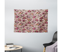 Floral Pattern with Rose Wide Tapestry