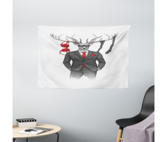 Womanizer Deer in Suit Art Wide Tapestry