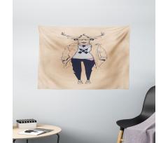 Modern Pastel Deer Animal Wide Tapestry