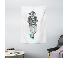 Modern Bohemian Bulldog Art Tapestry